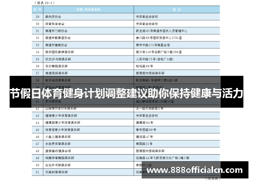 节假日体育健身计划调整建议助你保持健康与活力